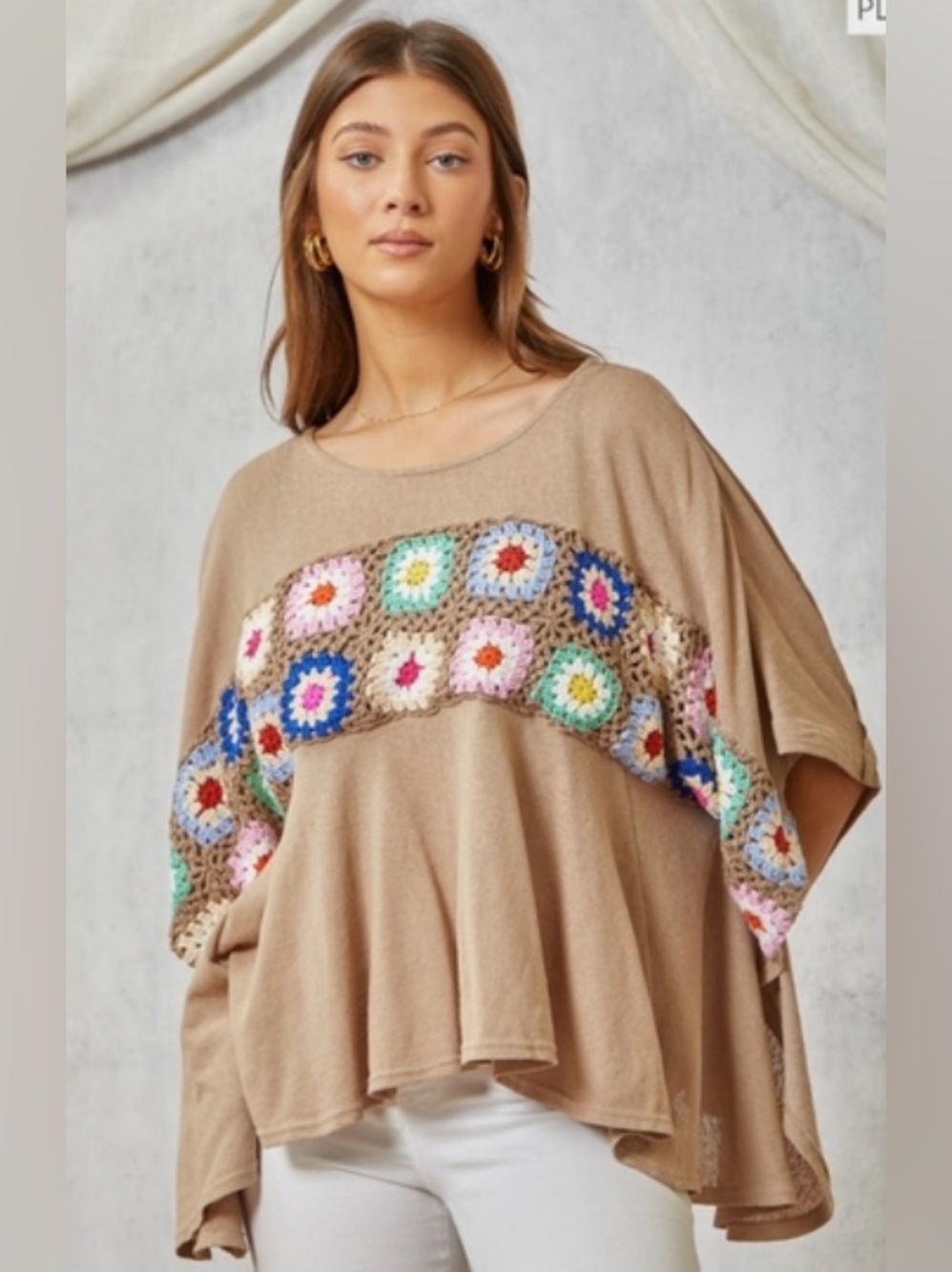Savanna Jane 1x/2x Dolman sleeve boho top